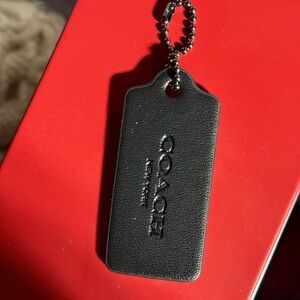 NEW Coach Genuine Black Leather Hangtag with Gunmetal Replacement